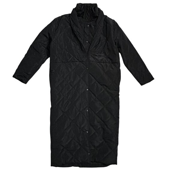Pretty Little Thing Women's Size 16 Long Quilted Med Weight Puffer Coat Black - Picture 1 of 9